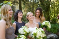 White and green hand-tied bouquets for the bride and her attendants. Floressence. Alyssa Rose Photography.
