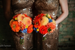 Detail of the bridesmaid bouquets